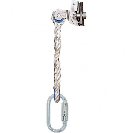 Anticaídas desmontable automático para cuerda, con elemento de amarre y mosquetón de acero Miguel Miranda D12