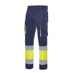 Pantalón de Trabajo Stretch bicolor multibolsillos Alta Visibilidad Velilla 303002S