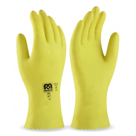 Guante doméstico látex amarillo riesgos mecánicos superficiales MARCA 688 LDY