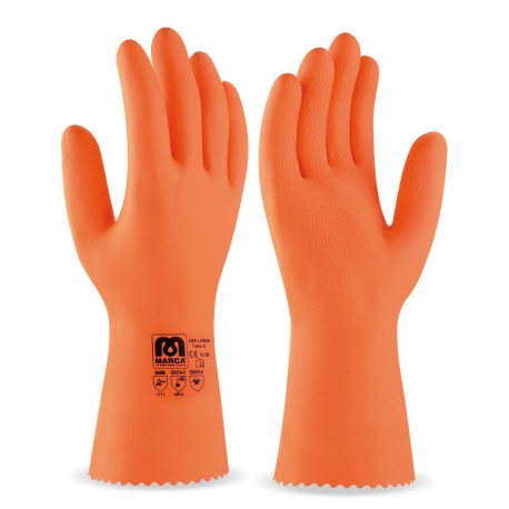 Guante industrial látex naranja riesgos mecánicos químicos y microorganismos 2111 MARCA 688 LDN/N