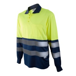 Polo pique de manga larga de alta visibilidad combinada Chintex 1095A