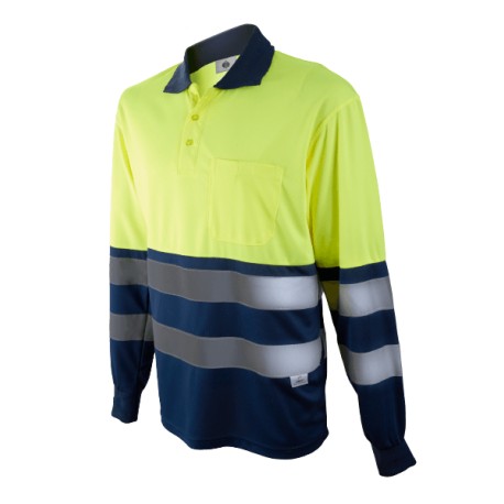 Polo pique de manga larga de alta visibilidad combinada Chintex 1095A