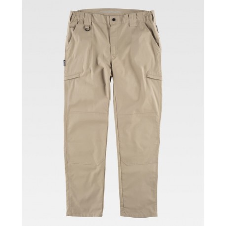 Pantalón de Trabajo Elástico Ripstop Multibolsillos con refuerzos WorkTeam B4033