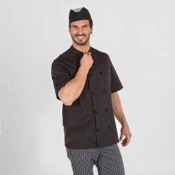 Chaqueta cocina unisex POPELIN FINO negra Manga Corta Garys 917A00
