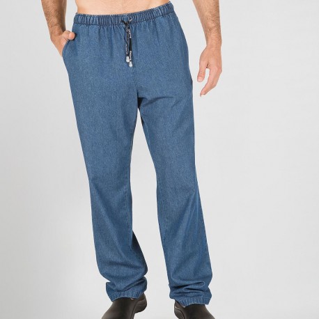 Pantalón de trabajo unisex goma-cordón tejano lavado Garys 701500