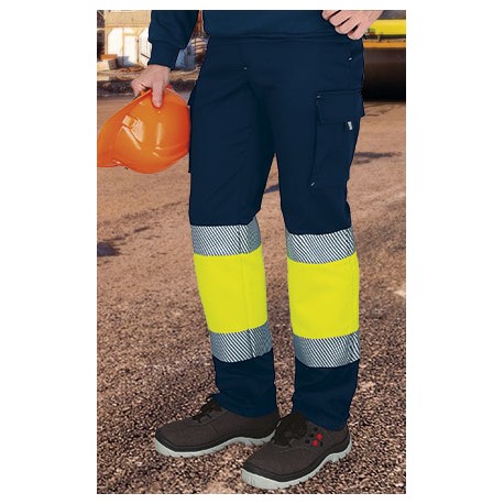 Pantalón de Trabajo Alta Visibilidad elástico multibolsillos Bicolor Valento ESELL