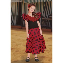 Vestido de niña sin mangas con estampado flamenco y volantes Valento BULERIA