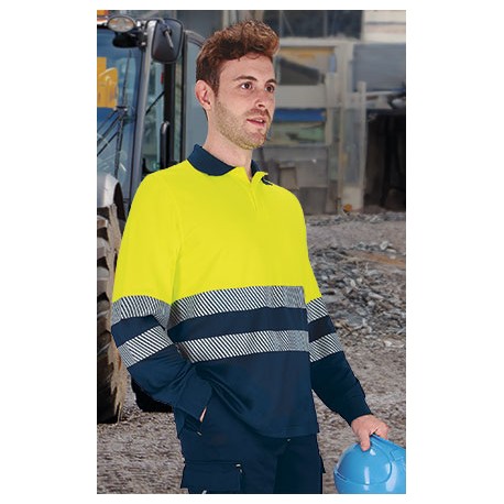 Polo de Trabajo Alta Visibilidad bicolor Manga Larga Valento GAMBIT