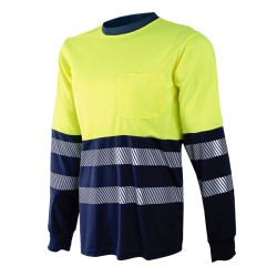 Camiseta de trabajo Manga Larga Bandas Segmentadas Alta Visibilidad Chintex 1030LZ