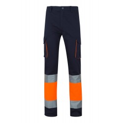 Pantalón de trabajo 100% algodón bicolor alta visibilidad Velilla 303007