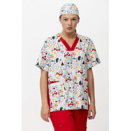 Casaca unisex combinada Dinosaurios de Manga Corta tejido elástico WorkTeam B9861