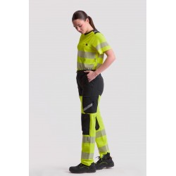 Pantalón elástico de trabajo combinado con Alta Visibilidad WorkTeam C3550