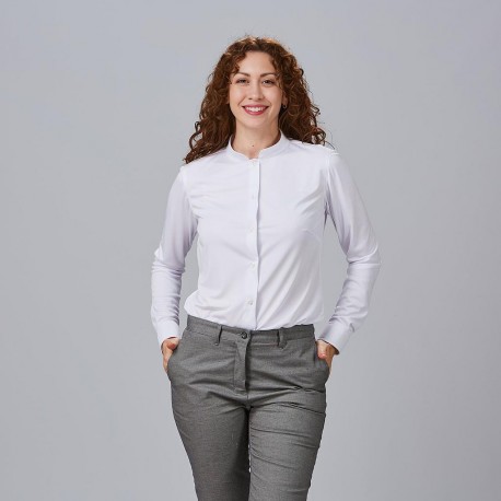 Camisa mujer Cuello Mao Interlock Renata Garys 240013 – Punto Interlock