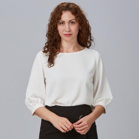 Blusa mujer manga rizada Rosanna – Garys 240006 (Breeze, semi ajustada)