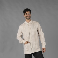 Guayabera hombre Salomón – Garys 210005 (lino algodón, semi ajustada)