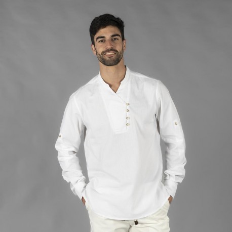 Camisa hombre chambray cuello mao NIAS Garys 210009