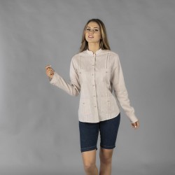 Guayabera mujer cuello mao Isabela – Garys 210013 (lino algodón, semi ajustada)