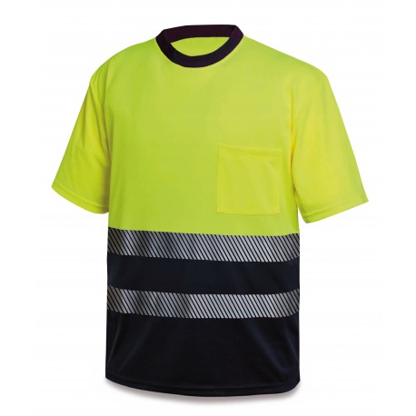 Camiseta alta visibilidad bicolor bandas segmentadas 150 g Marca PL 1288TSAVCS | Suministros Laborales