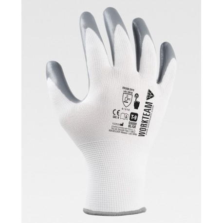 Guantes nitrilo poliéster 13G táctiles WorkTeam G5000 | Suministros Laborales