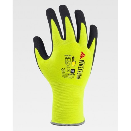 Guantes nitrilo microporoso poliamida 15G táctiles WorkTeam G5021 | Suministros Laborales