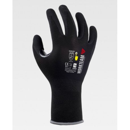 Guantes nitrilo microporoso poliamida 15G táctiles WorkTeam G5022 | Suministros Laborales