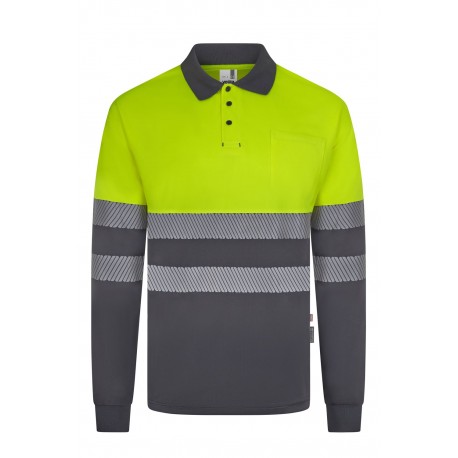 Polo alta visibilidad bicolor manga larga Velilla 305535 | Suministros Laborales