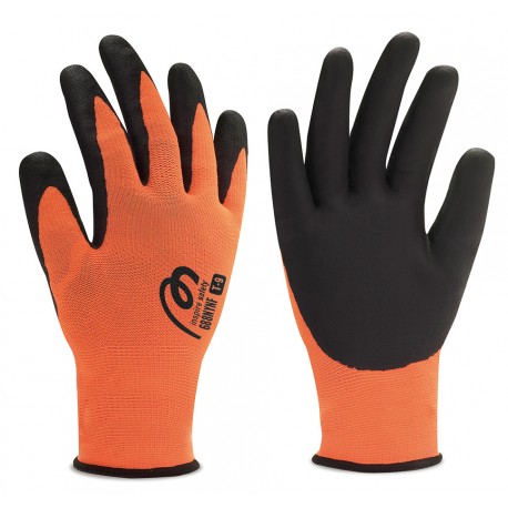 Guante de Poliamida y Licra Naranja con Espuma de Nitrilo Marca PL 688NYNF | Suministros Laborales