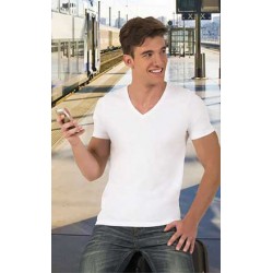 Camiseta de corte moderno ajustado cuello de pico CRUISE Valento